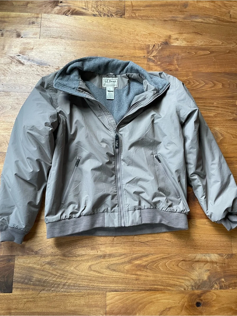 L.L. Bean Men's Taupe Fleece Lined Windbreaker Jacket XL